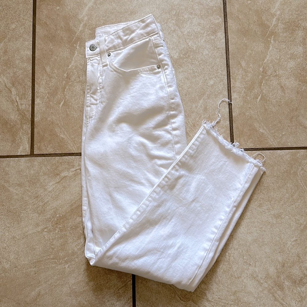 White straight leg denim